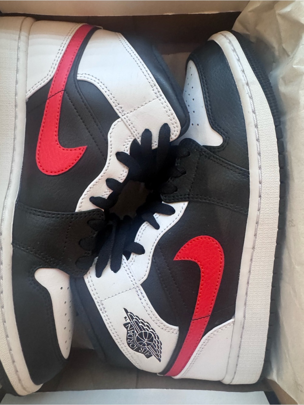 Nike Men’s Black White Red Air Jordan 1 Low Sneakers